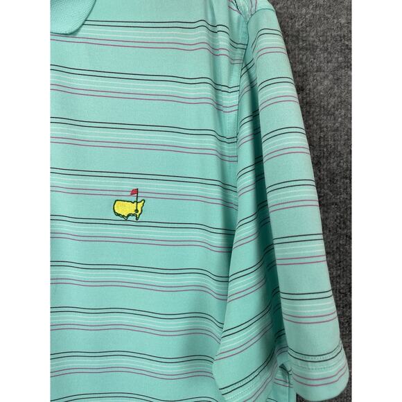 Masters Tech Augusta National Polo Shirt Mens M Stripe Golf Performance Popover - Picture 2 of 11